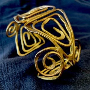 Vintage Brutalist Hammered Wire Cuff Bracelet